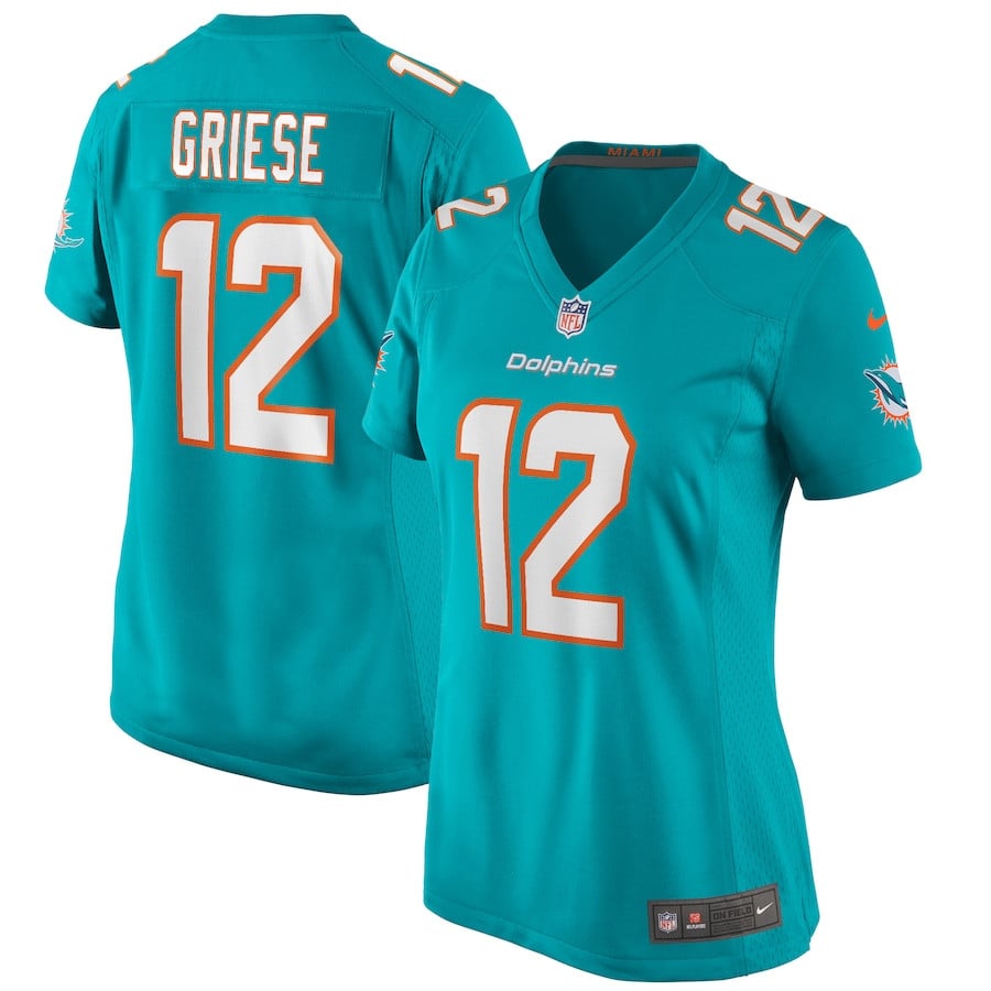 Bob Griese 12 Miami Dolphins Women Game Retired Jersey - Aqua Js1547