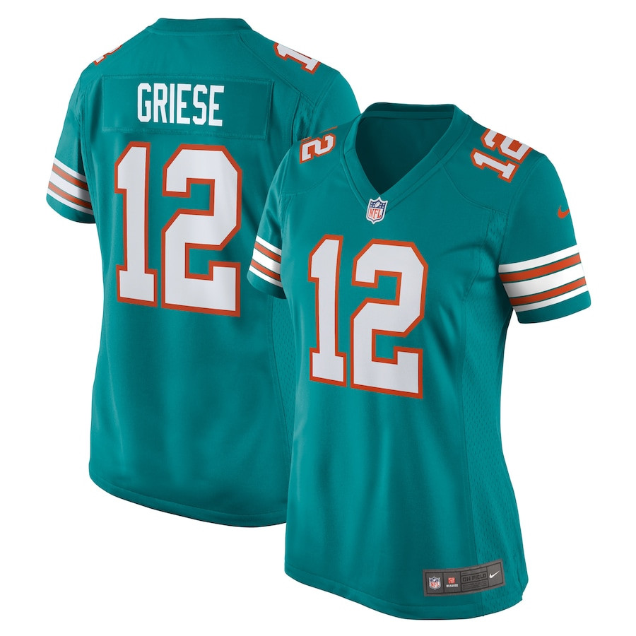 Bob Griese 12 Miami Dolphins Women Retired Jersey - Aqua Js3546
