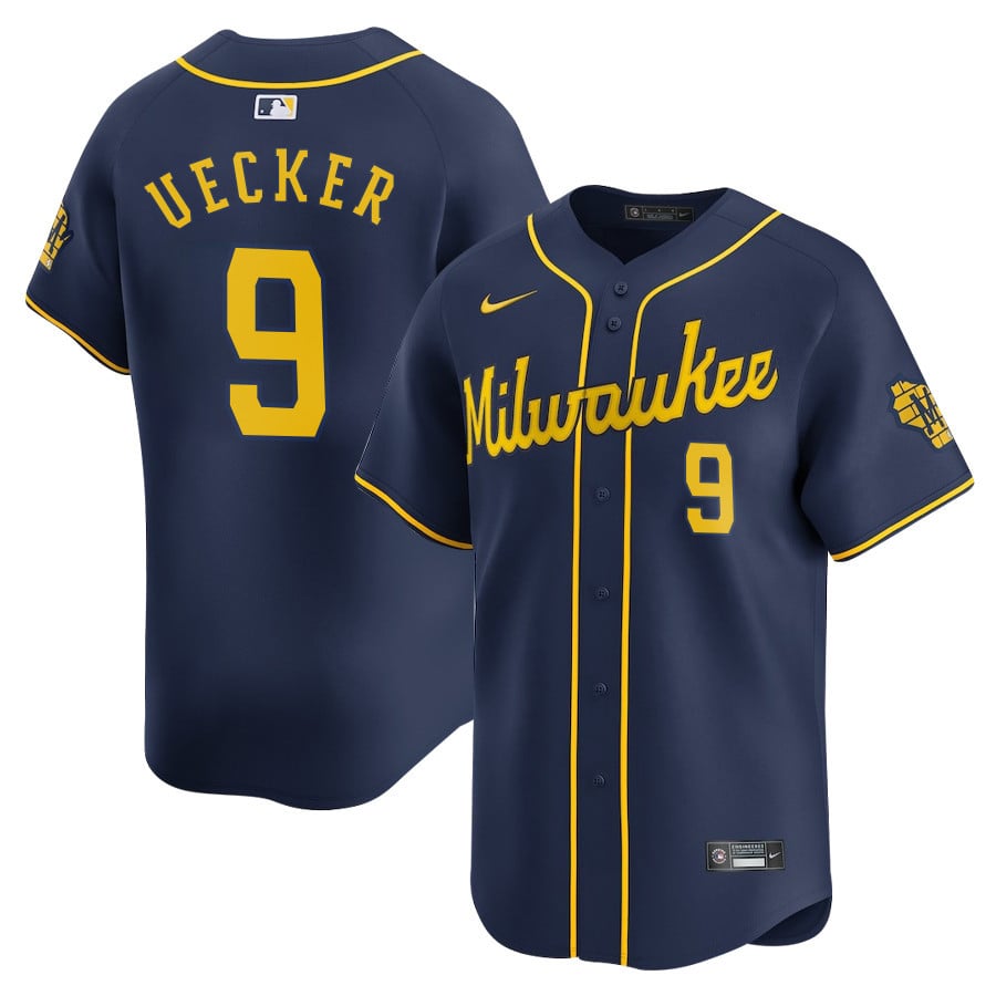 Bob Uecker #9 Milwaukee Brewers Alternate Limited Player Jersey ??navy
