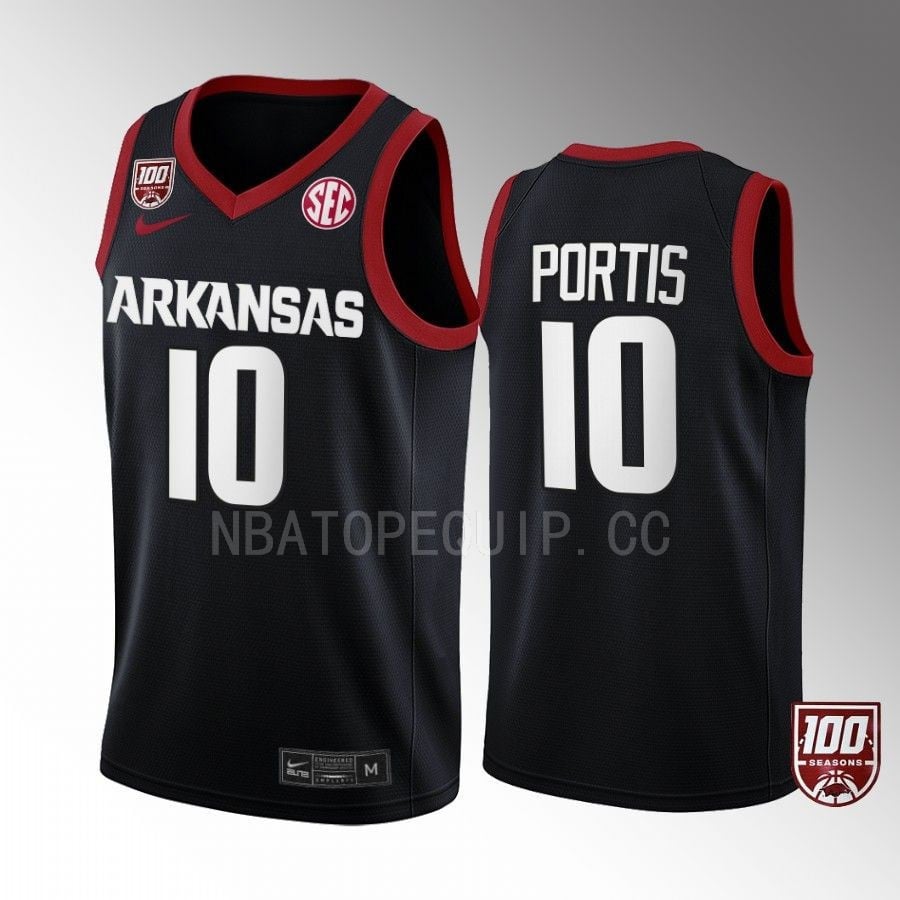 Bobby Portis 10 Arkansas Razorbacks Black Jersey 100 Season College Basketball