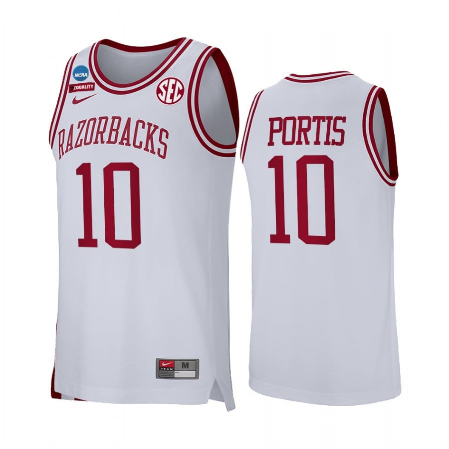 Bobby Portis 10 Arkansas Razorbacks White Jersey Retro Basketball Alumni