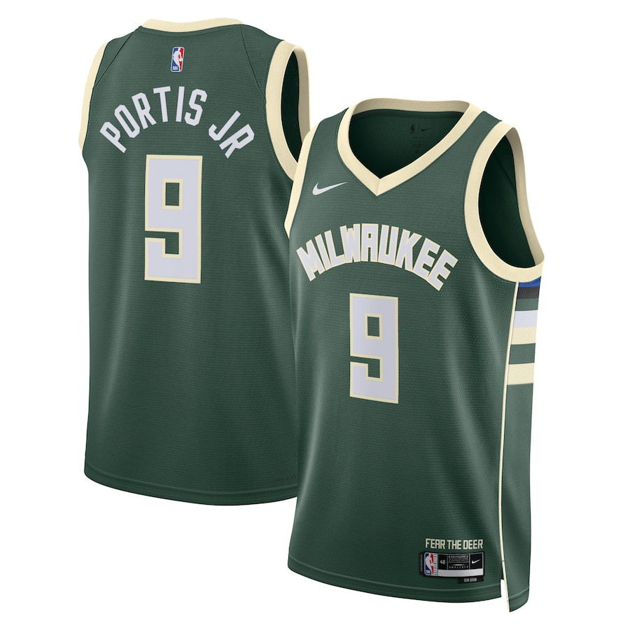 Bobby Portis Jr 9 Milwaukee Bucks Unisex Swingman Jersey - Icon Edition - Hunter Green