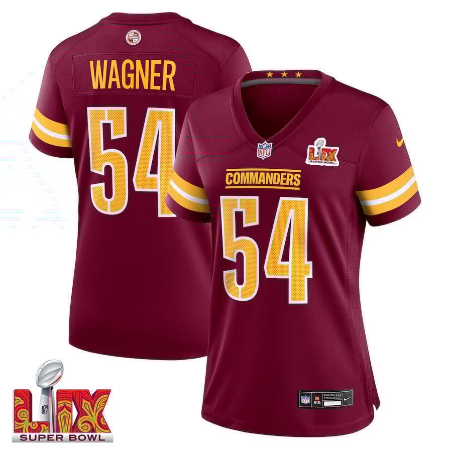 Bobby Wagner #54 Washington Commanders Super Bowl Lix Women's Jersey - Burgundy Js3939