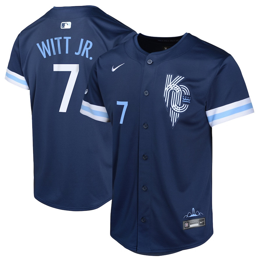 Bobby Witt Jr. 7 Kansas City Royals City Connect Limited Youth Jersey - Navy