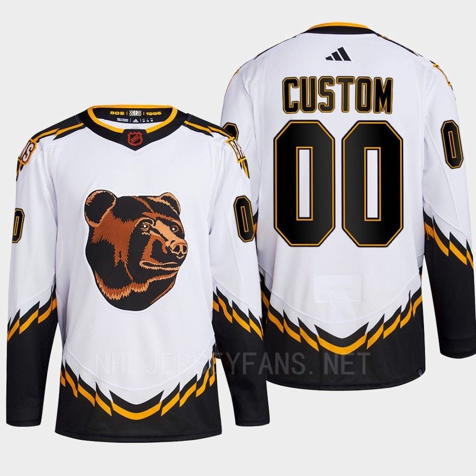 Boston Bruins 2022 Reverse Retro 2.0 Custom 00 White Primegreen Jersey Men's