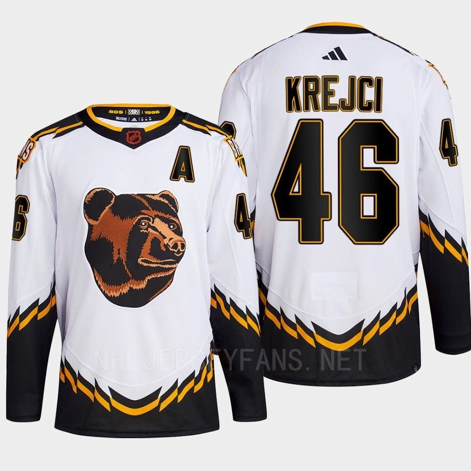 Boston Bruins 2022 Reverse Retro 2.0 David Krejci 46 White Primegreen Jersey Men's