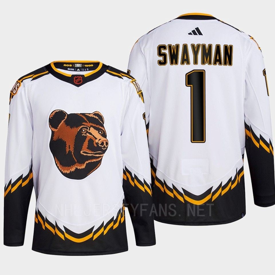 Boston Bruins 2022 Reverse Retro 2.0 Jeremy Swayman 1 White Primegreen Jersey Men's
