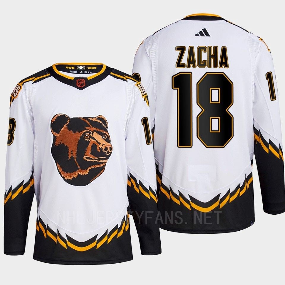 Boston Bruins 2022 Reverse Retro 2.0 Pavel Zacha 18 White Primegreen Jersey Men's