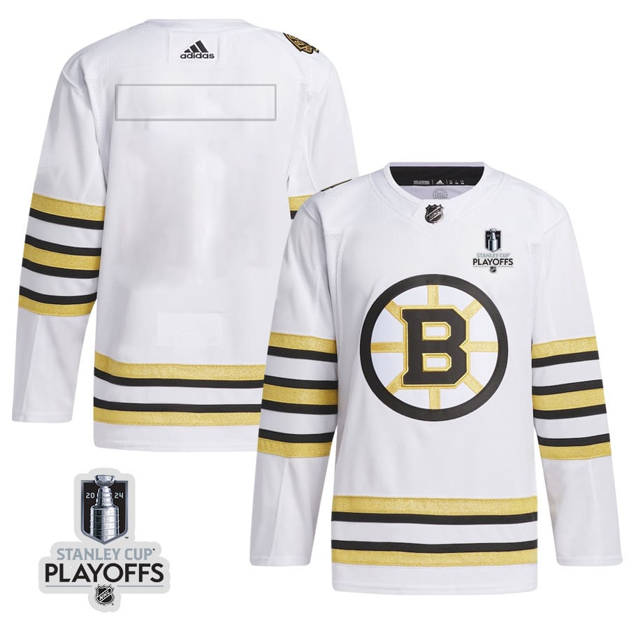 Boston Bruins 2024 Nhl Playoffs Patch Away Jersey - Men, White