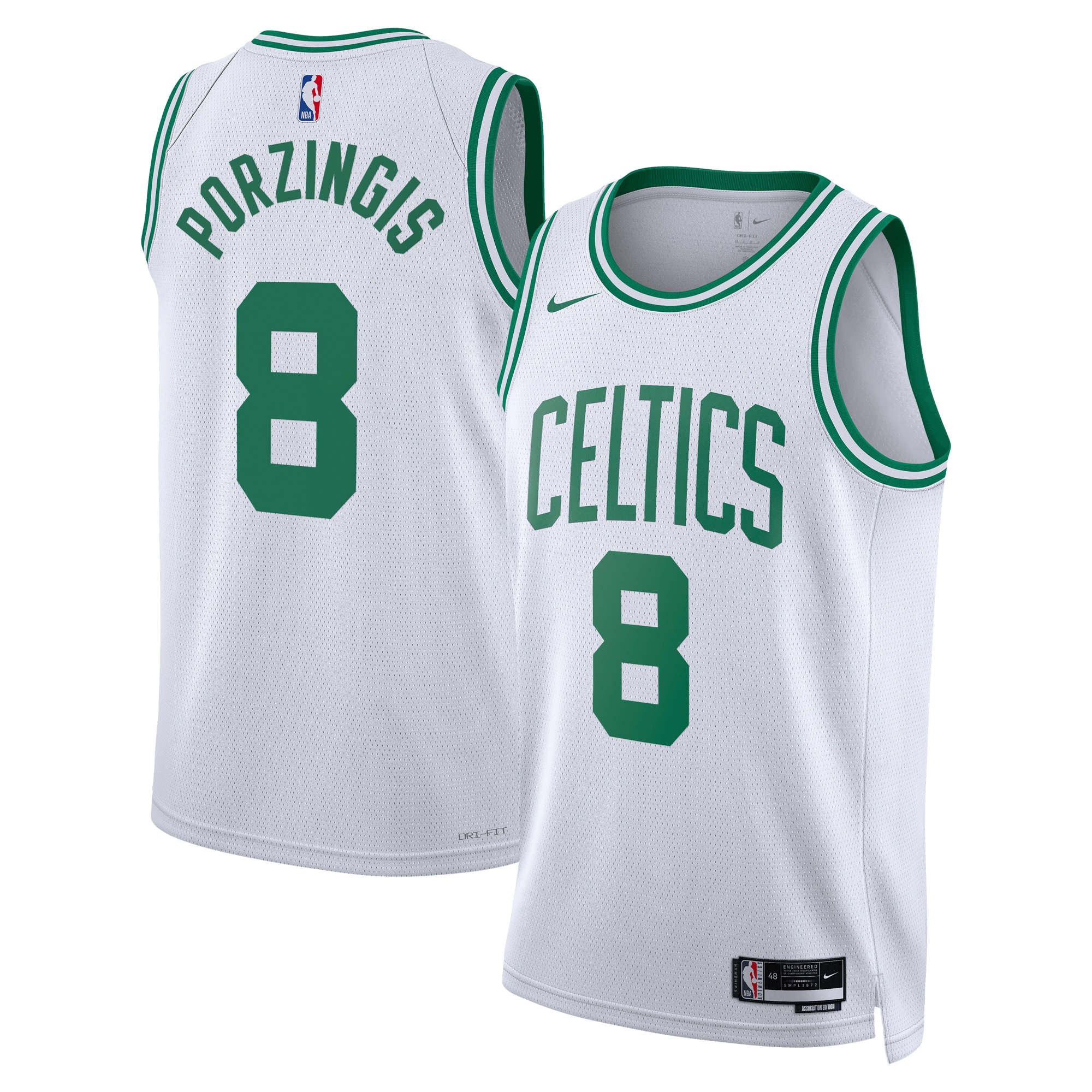 Boston Celtics Association Edition Swingman Jersey - White - Kristaps Porzingis - Unisex