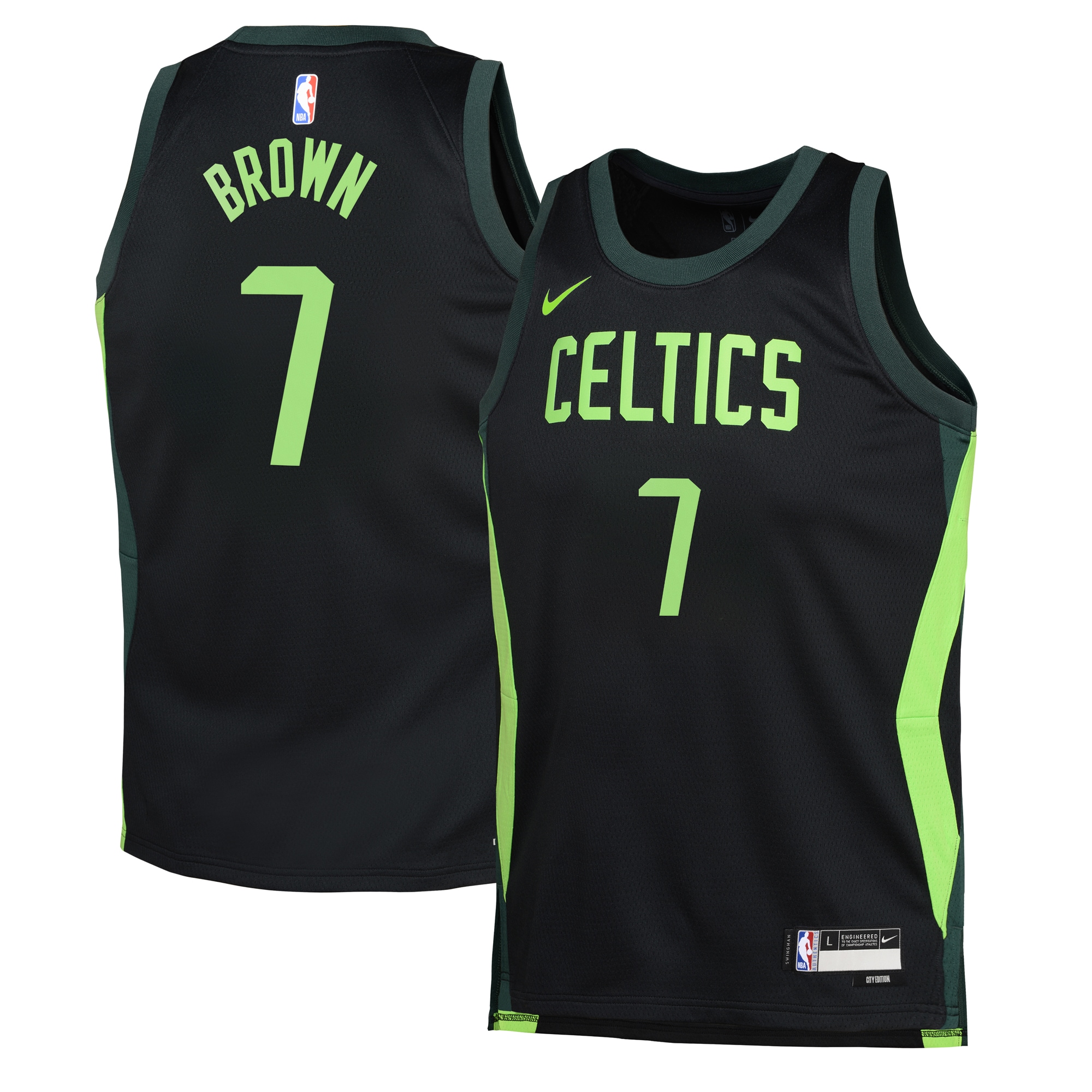 Boston Celtics City Edition Swingman Jersey 2024 - Black - Jaylen Brown - Youth