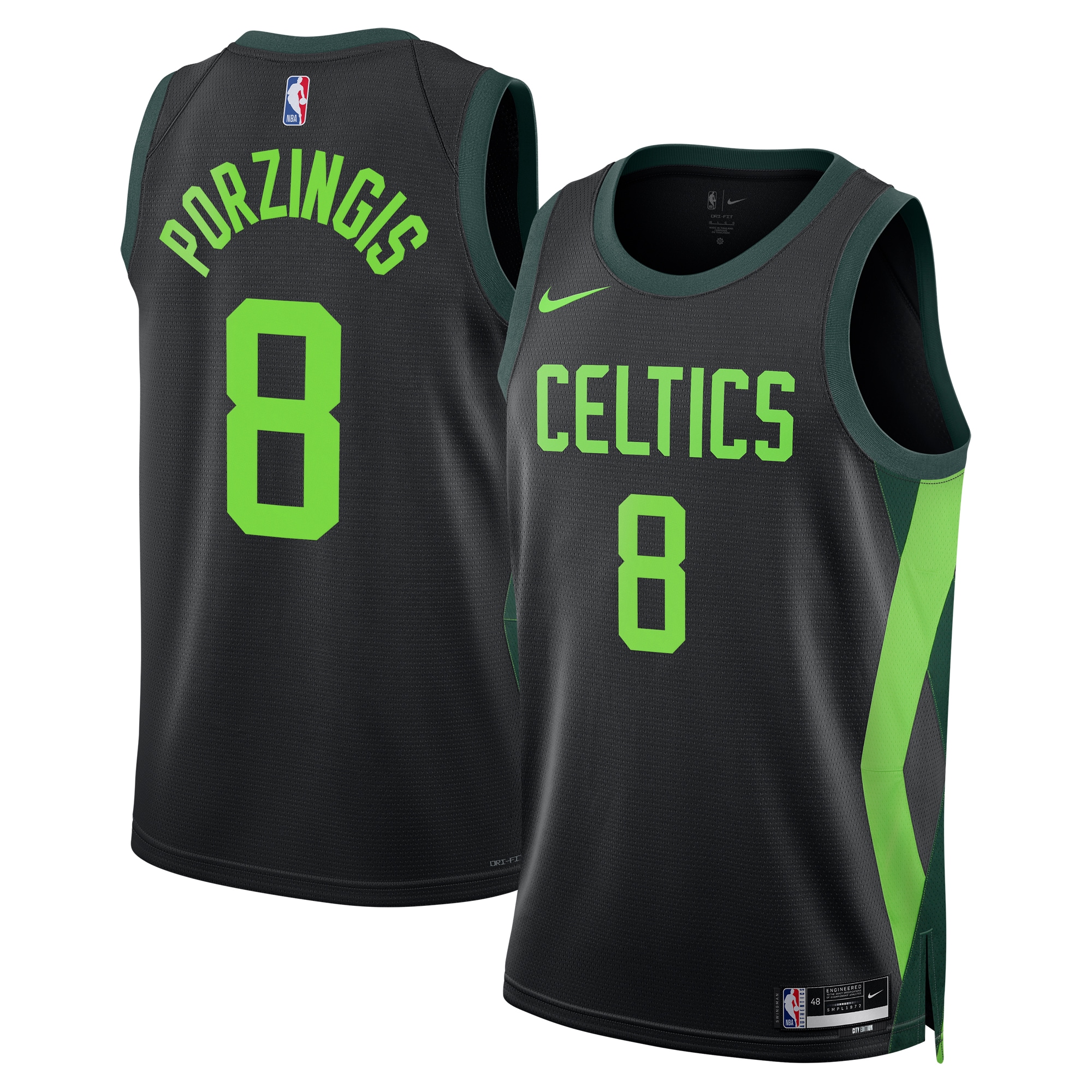 Boston Celtics City Edition Swingman Jersey 2024 - Black - Kristaps Porzingis - Unisex