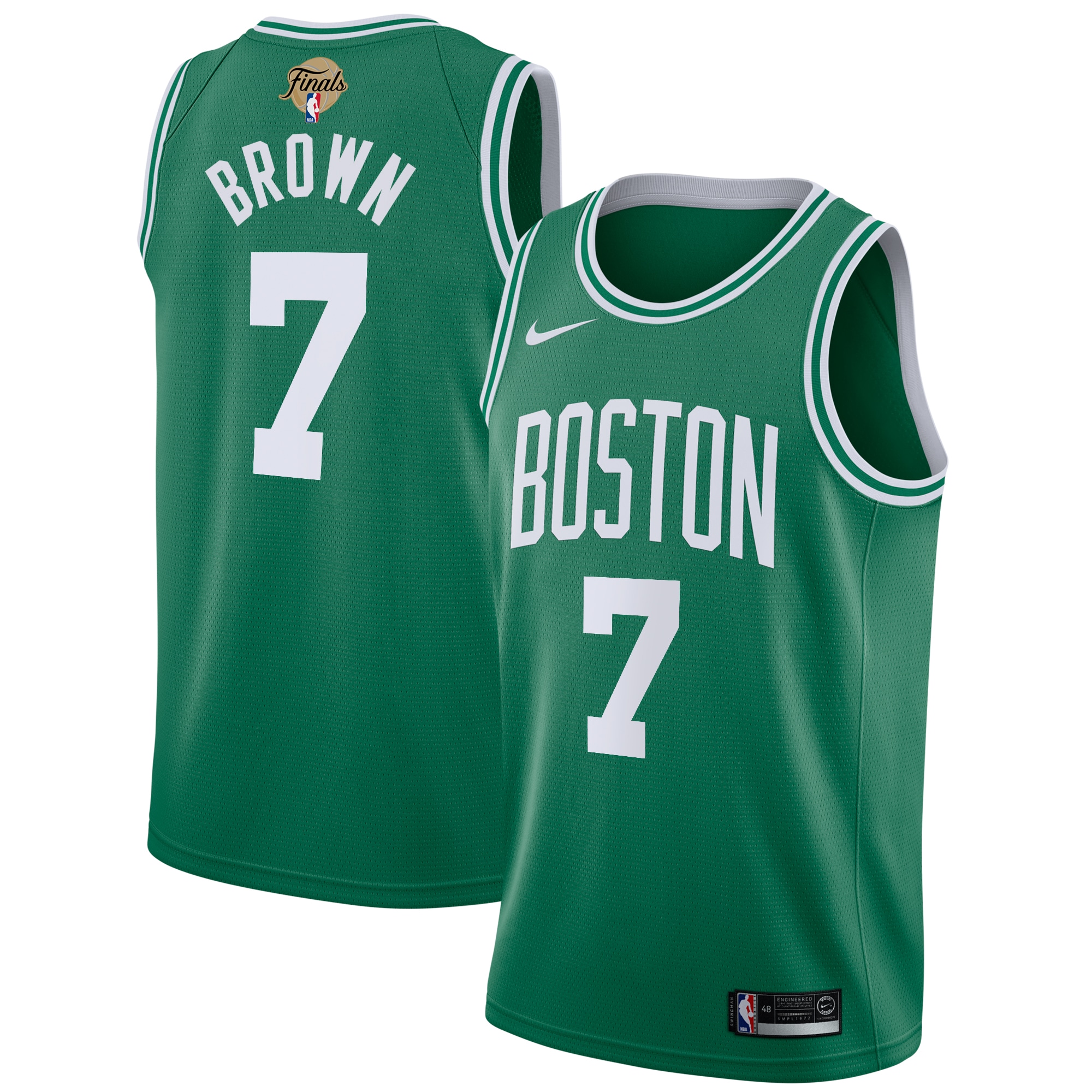 Boston Celtics Icon Edition Nba Finals Patch 2024 Swingman Jersey - Kelly Green - Jaylen Brown - Youth