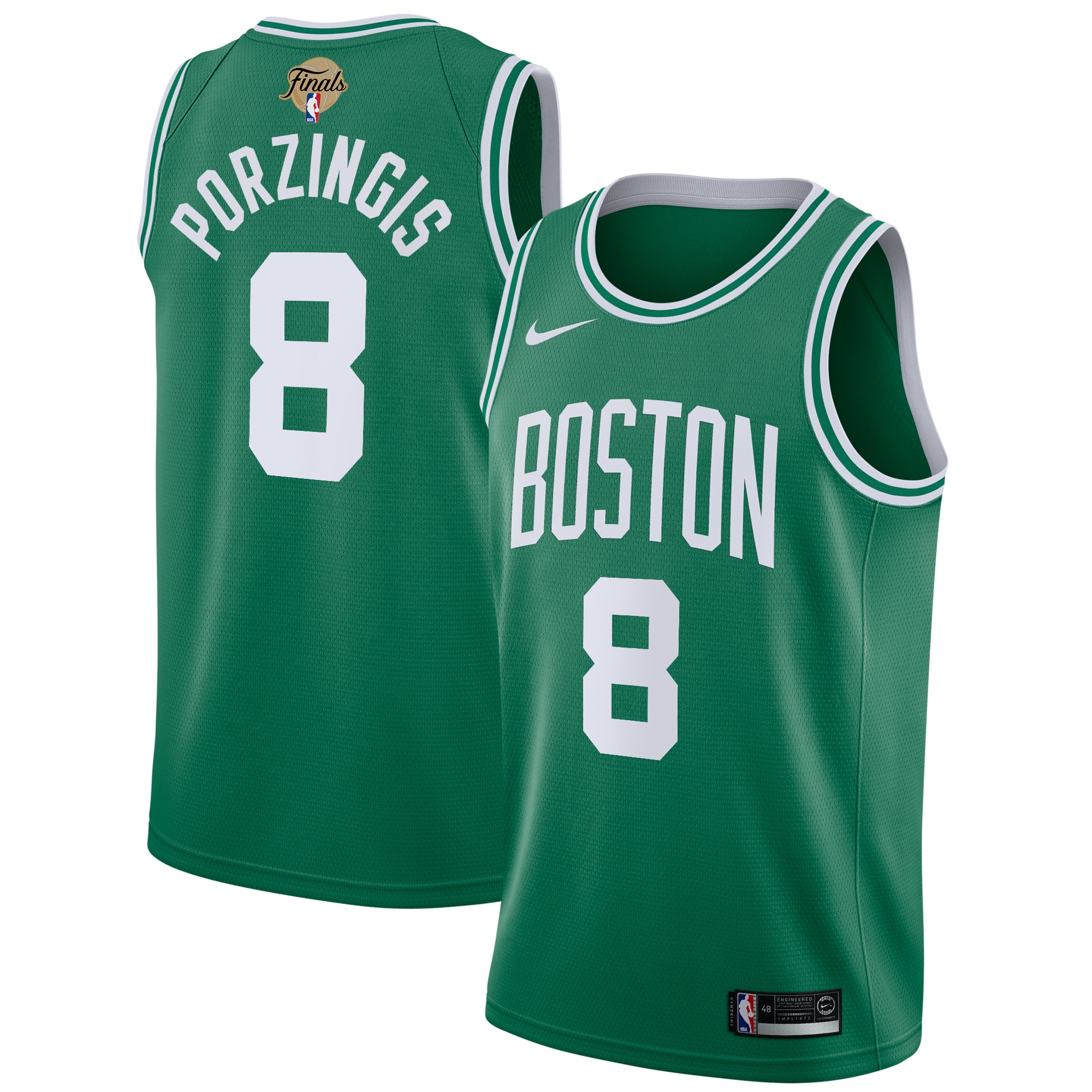 Boston Celtics Icon Edition Nba Finals Patch 2024 Swingman Jersey - Kelly Green - Kristaps Porzingis - Youth