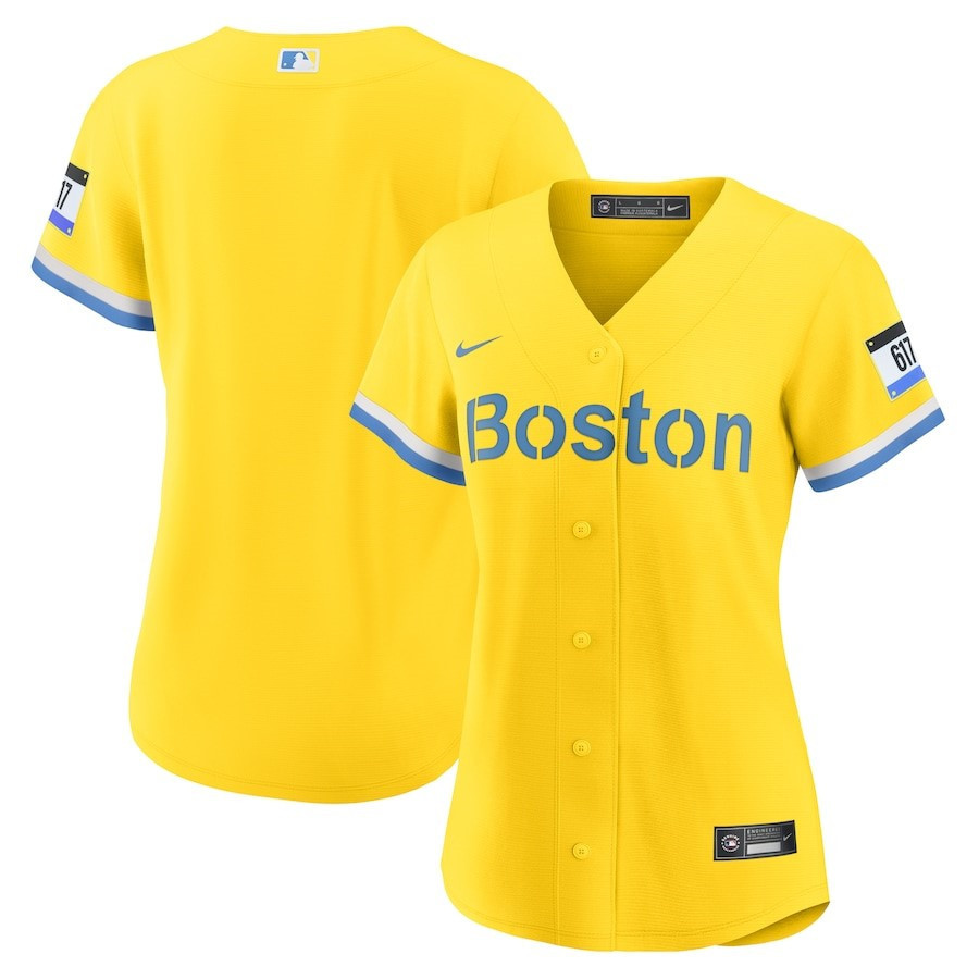 Boston Red Sox Women's City Connect Jersey - Gold/light Blue