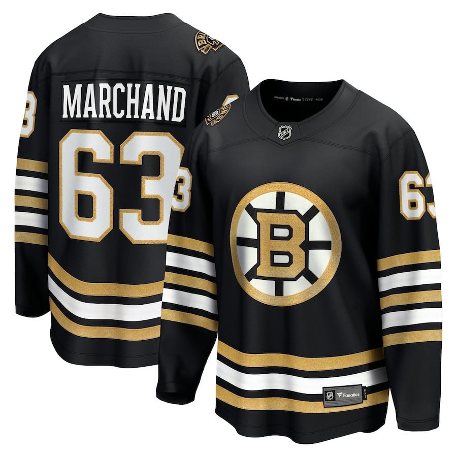 Brad Marchand 63 Boston Bruins 100th Anniversary Breakaway Jersey - Black