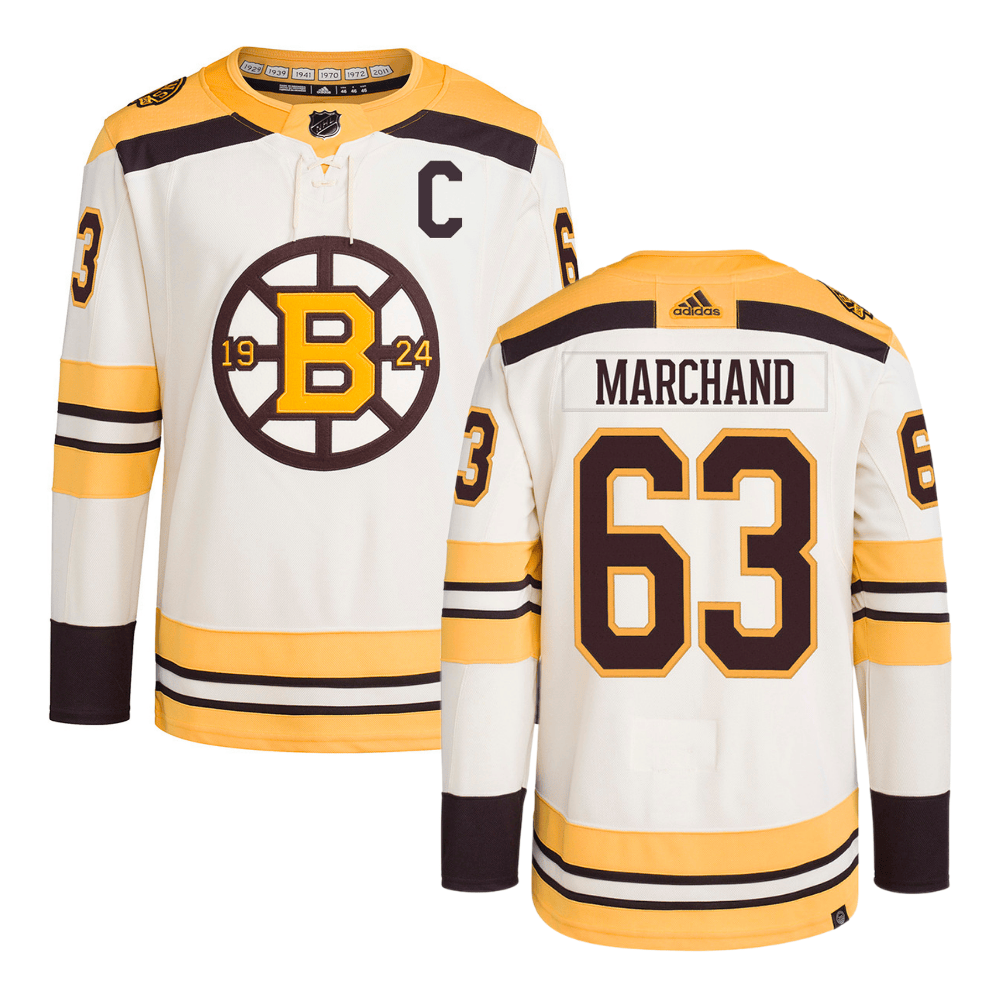 Brad Marchand 63 Boston Bruins 100th Anniversary Primegreen Third Men Jersey - Cream