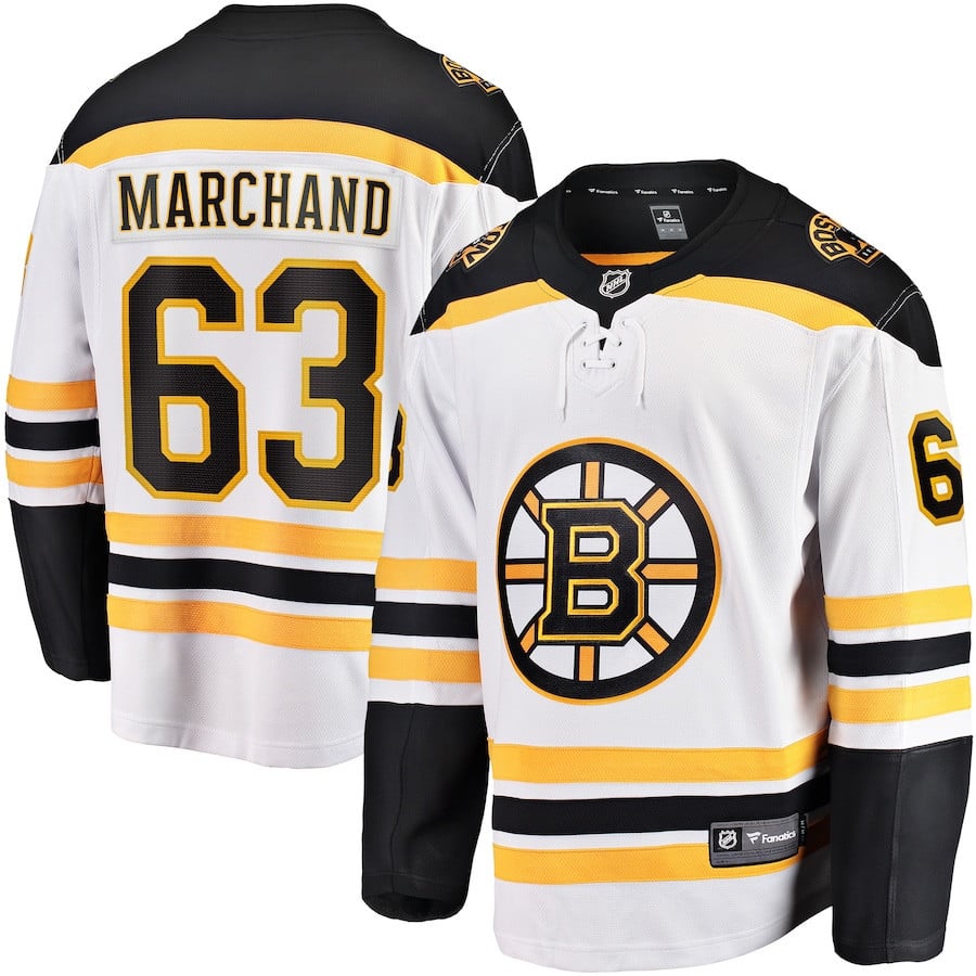 Brad Marchand 63 Boston Bruins Away Breakaway Jersey - Men, White