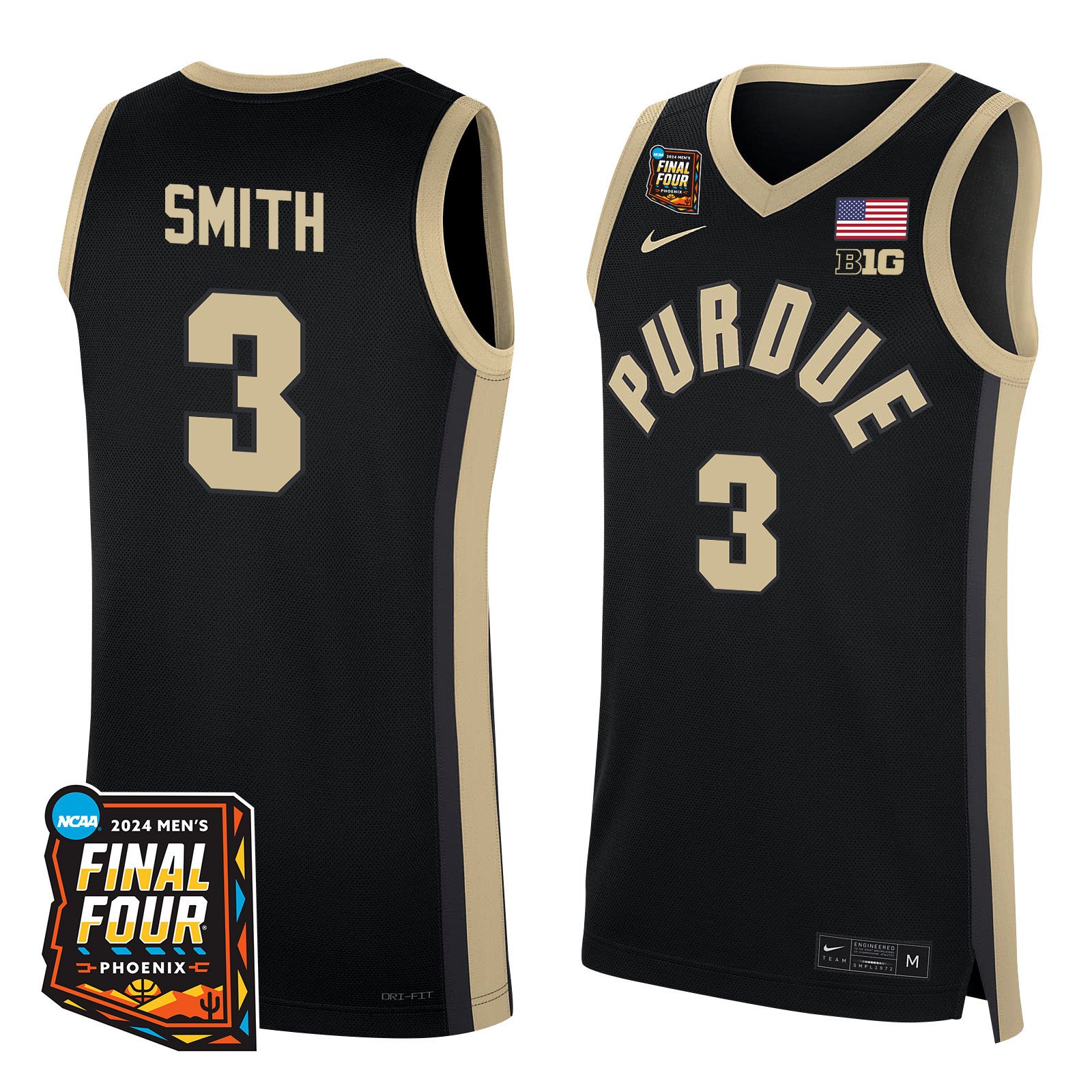 Braden Smith Purdue 2024 Men's Final Four Basketball Jersey - Black/white