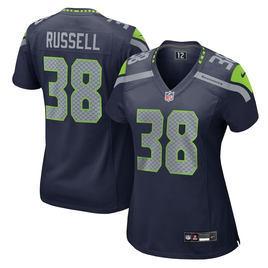 Brady Russell 38 Seattle Seahawks Women's Team Game Jersey - College Navy Js3739
