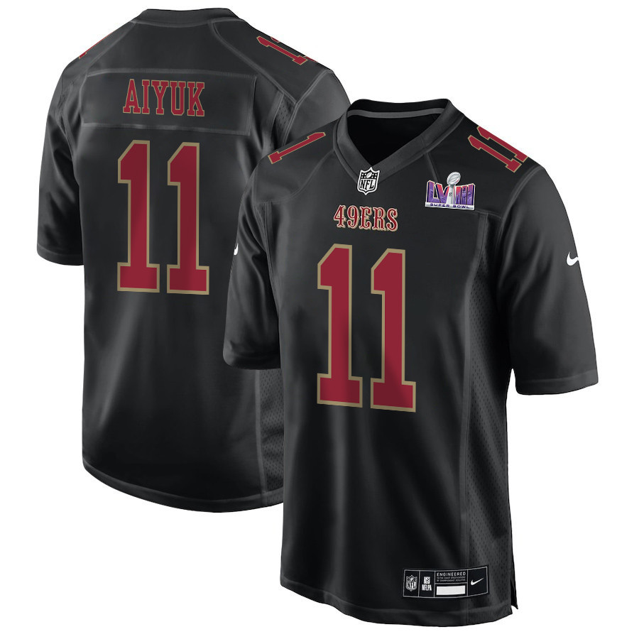 Brandon Aiyuk 11 San Francisco 49ers Super Bowl Lviii Patch Fashion Game Men Jersey - Carbon Black Js8821