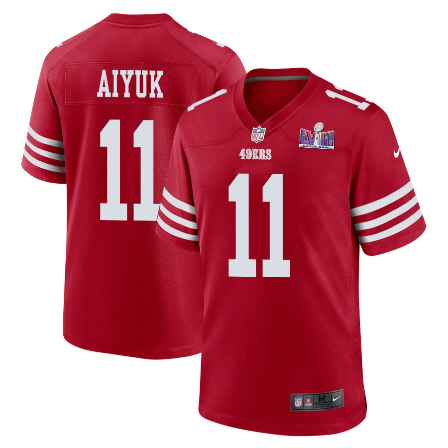 Brandon Aiyuk 11 San Francisco 49ers Super Bowl Lviii Patch Game Men Jersey - Scarlet Js7552