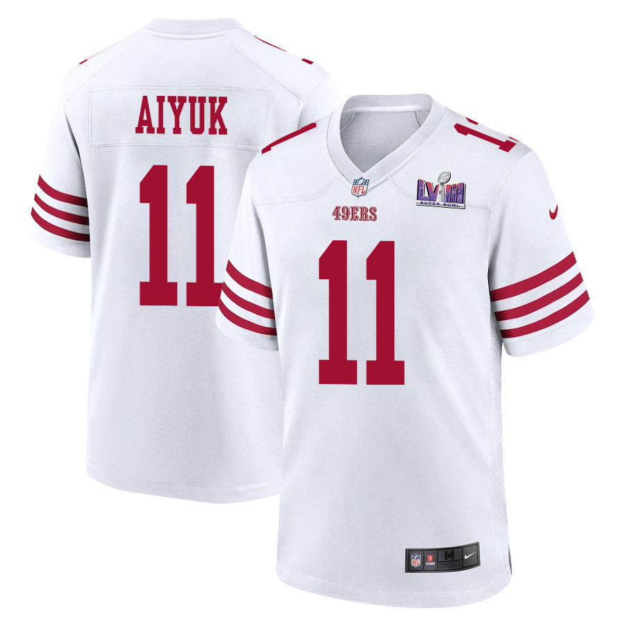 Brandon Aiyuk 11 San Francisco 49ers Super Bowl Lviii Patch Game Men Jersey - White Js3435