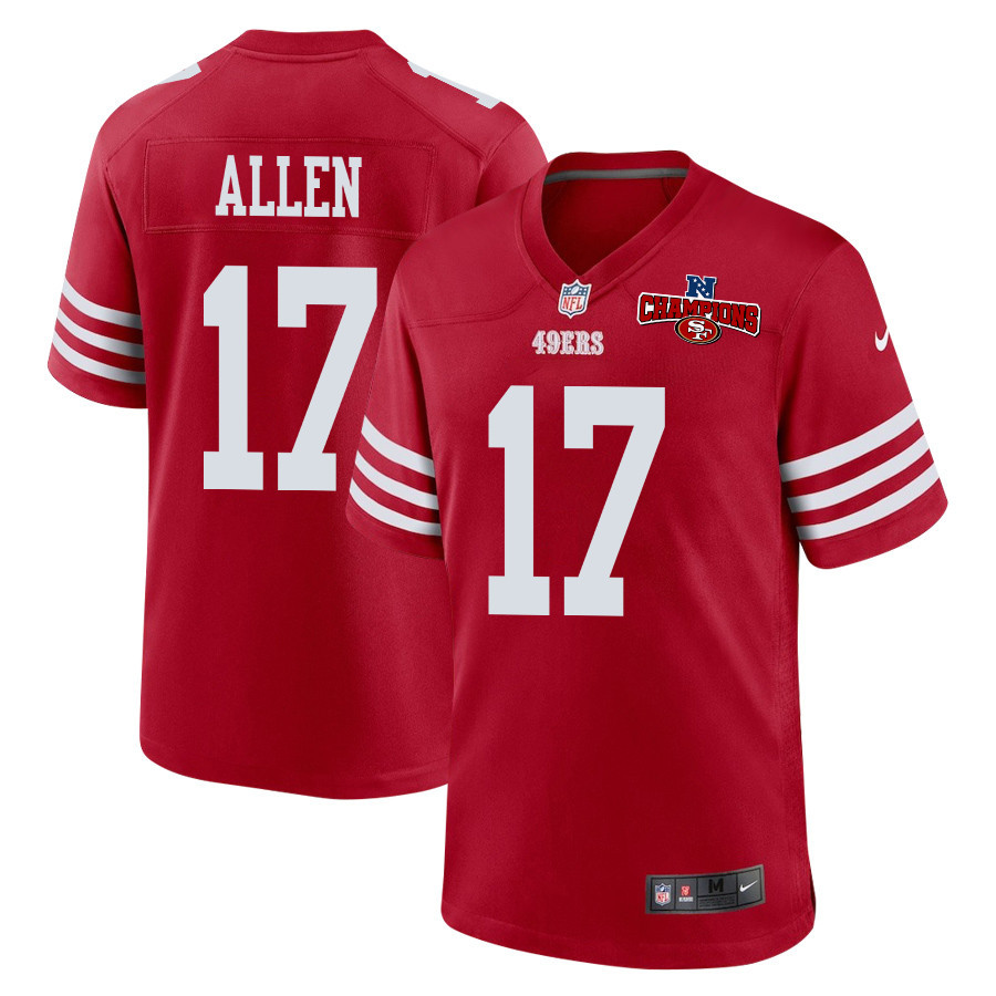 Brandon Allen 17 San Francisco 49ers Nfc Champions Patch Game Men Jersey - Scarlet Js3689