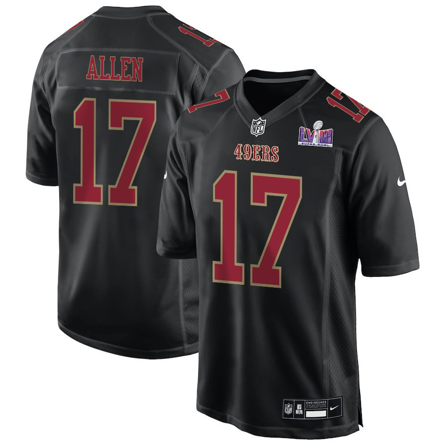 Brandon Allen 17 San Francisco 49ers Super Bowl Lviii Patch Fashion Game Men Jersey - Carbon Black Js9491