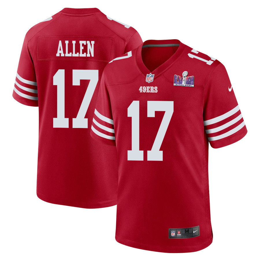 Brandon Allen 17 San Francisco 49ers Super Bowl Lviii Patch Game Men Jersey - Scarlet Js3908