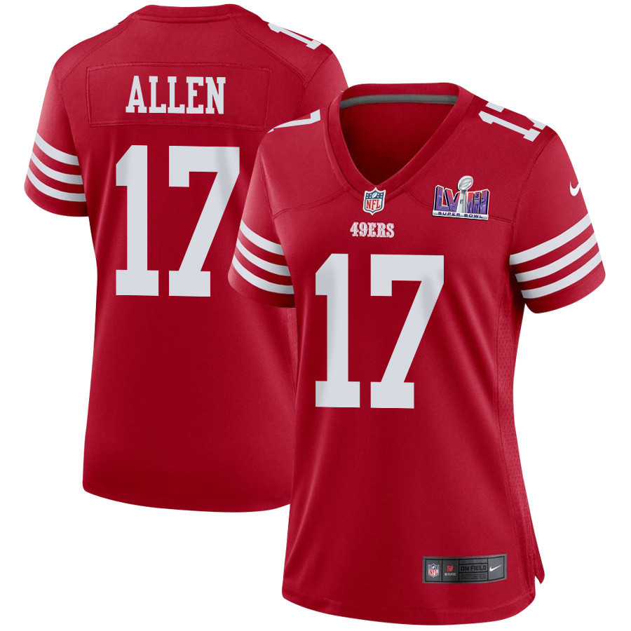 Brandon Allen 17 San Francisco 49ers Super Bowl Lviii Patch Game Women Jersey - Scarlet Js7512