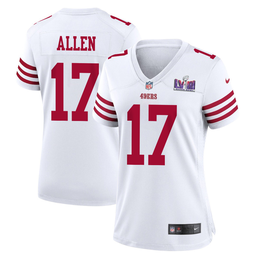 Brandon Allen 17 San Francisco 49ers Super Bowl Lviii Patch Game Women Jersey - White Js5899