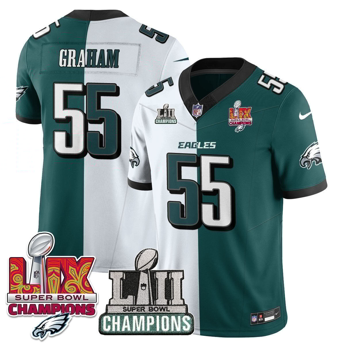 Brandon Graham 55 Philadelphia Eagles Lii-lix Super Bowl Champions Vapor Limited Jersey - Split Js5421