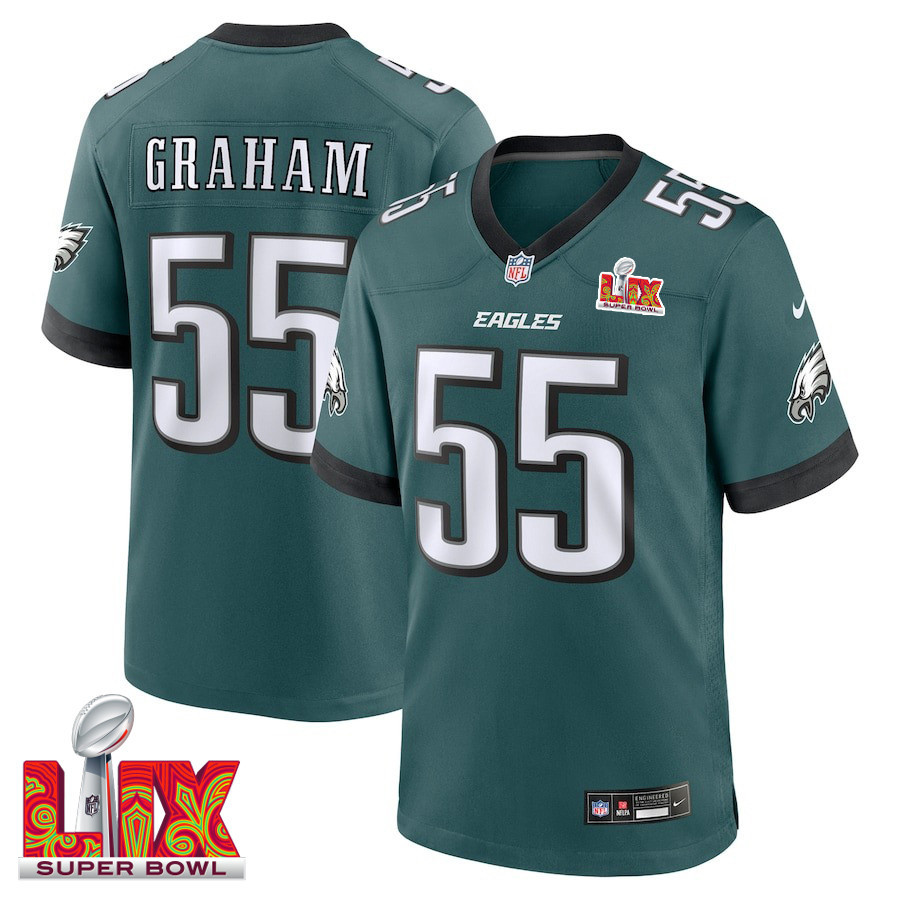 Brandon Graham #55 Philadelphia Eagles Super Bowl Lix Jersey - Men's - Midnight Green Js5860