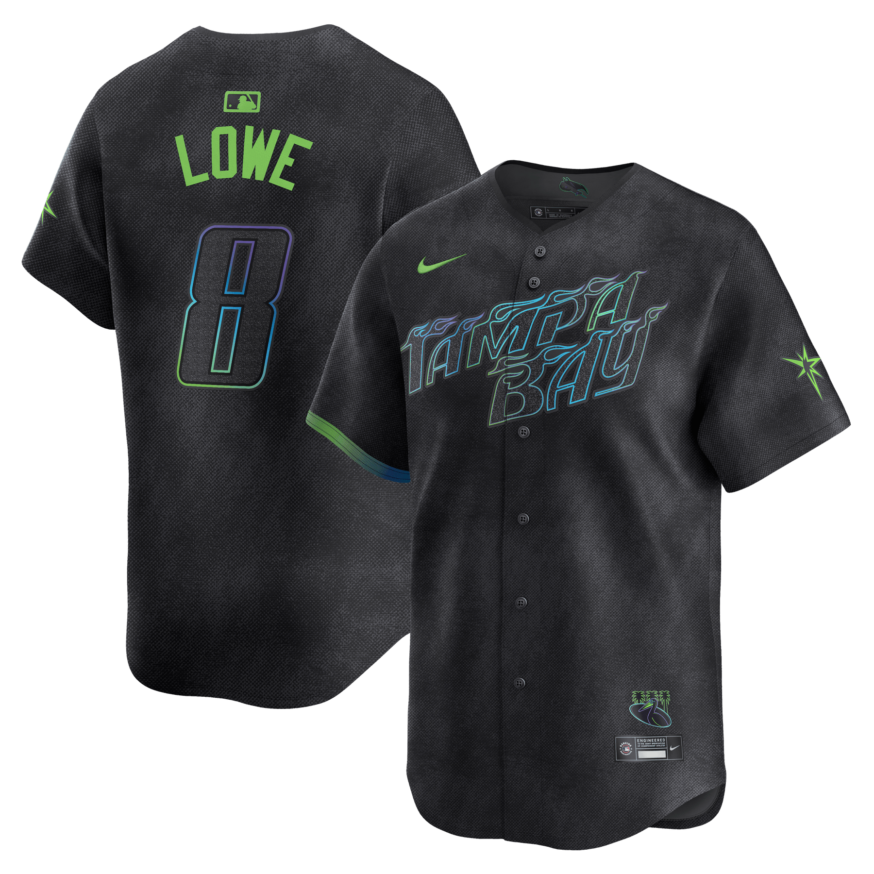 Brandon Lowe 8 Tampa Bay Rays 2024 City Connect Limited Men Jersey - Charcoal