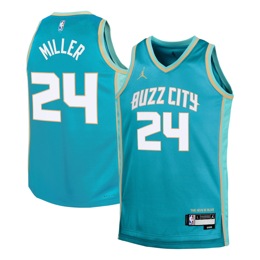 Brandon Miller 24 Charlotte Hornets 2023/24 City Edition Swingman Youth Jersey - Teal