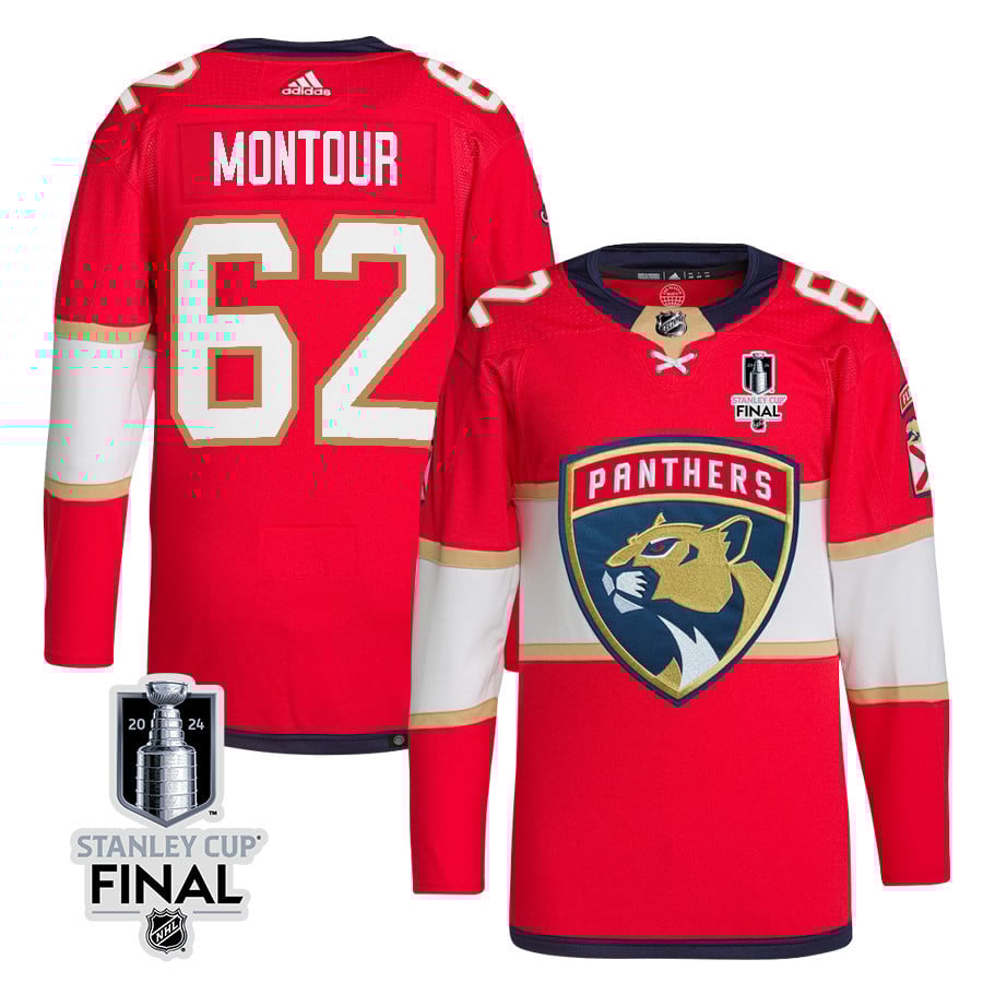 Brandon Montour 62 Florida Panthers 2024 Stanley Cup Final Home Breakaway Jersey - Men, Red