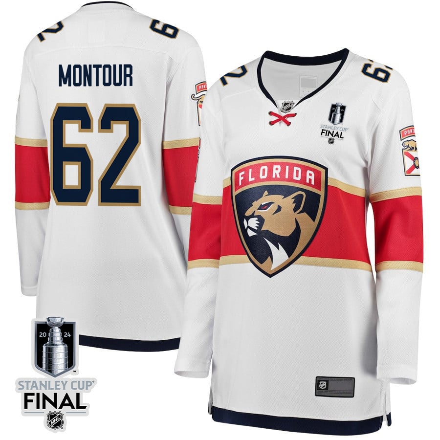 Brandon Montour 62 Florida Panthers 2024 Stanley Cup Final Women's Away Breakaway Jersey - White