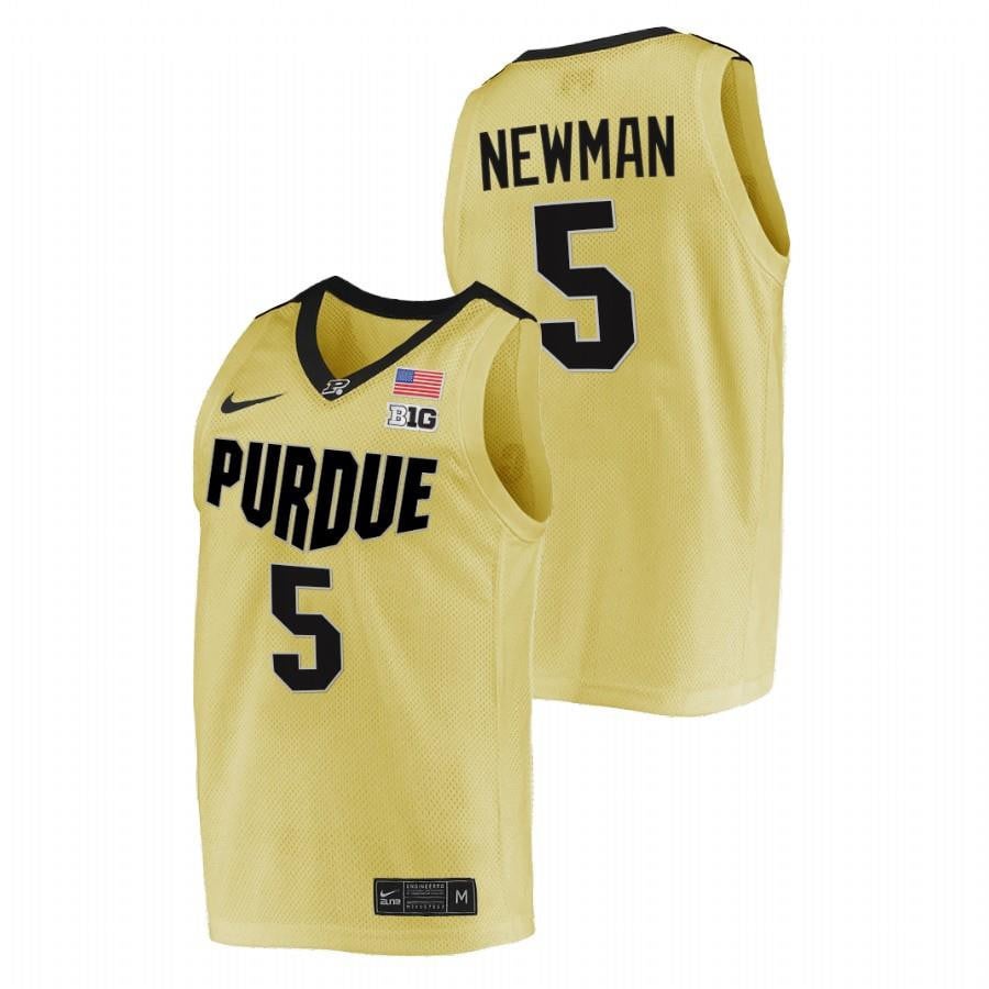 Brandon Newman 5 Gold Purdue Boilermakers 2023 Top Overall Seed College Basketball Jersey