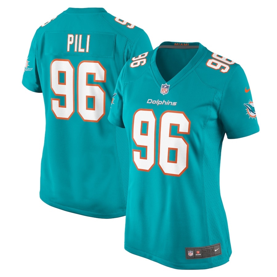 Brandon Pili 96 Miami Dolphins Women's Game Jersey - Aqua Js5848