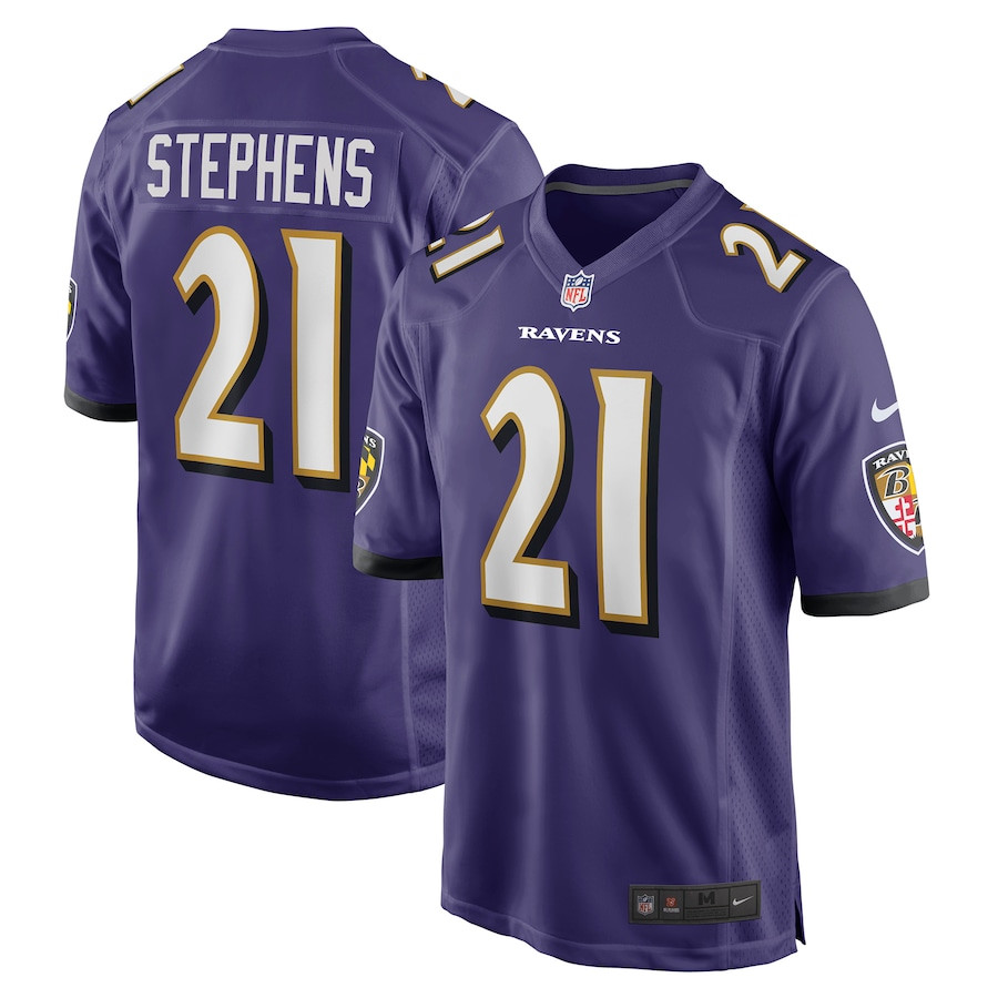 Brandon Stephens 21 Baltimore Ravens Team Game Men Jersey - Purple Js6734