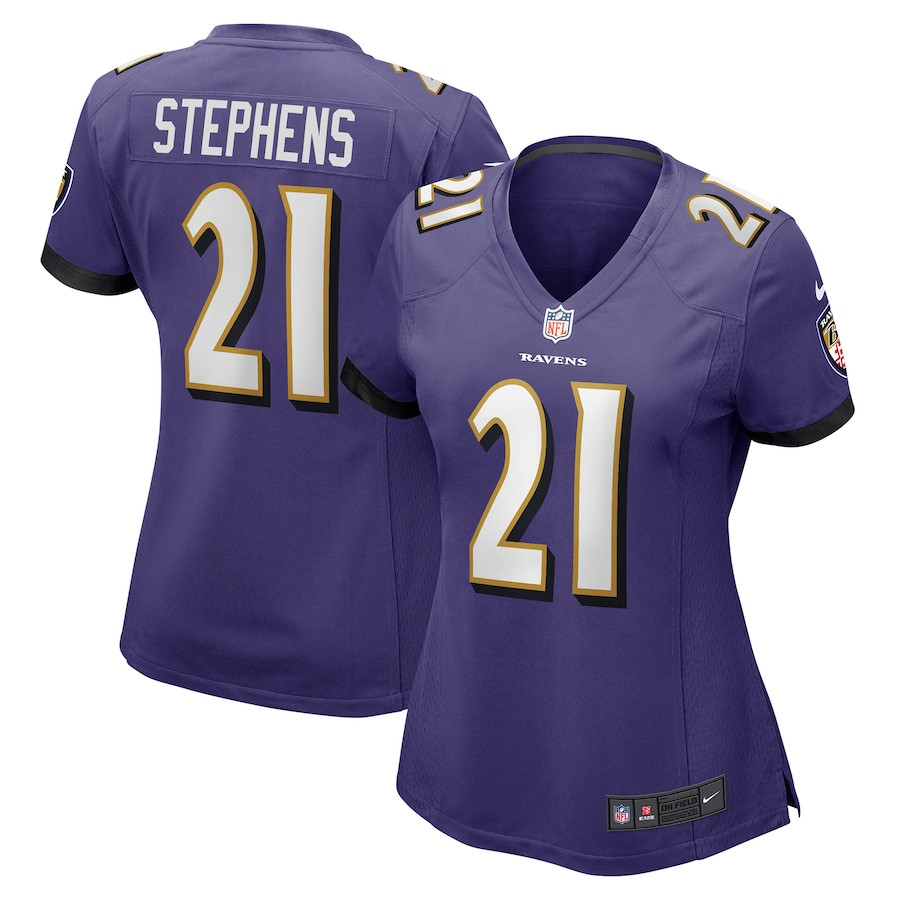 Brandon Stephens 21 Baltimore Ravens Women Game Jersey - Purple Js7826