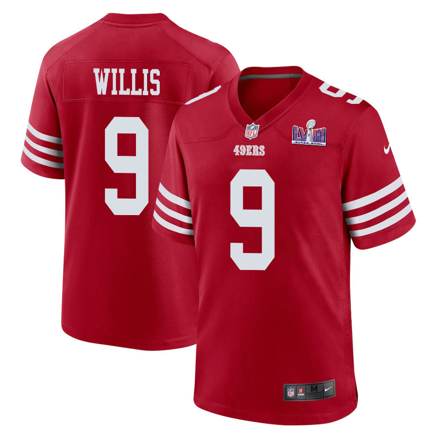 Brayden Willis 9 San Francisco 49ers Super Bowl Lviii Patch Game Men Jersey - Scarlet Js5799