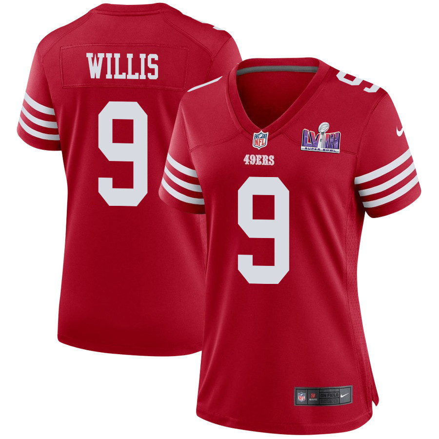 Brayden Willis 9 San Francisco 49ers Super Bowl Lviii Patch Game Women Jersey - Scarlet Js5292