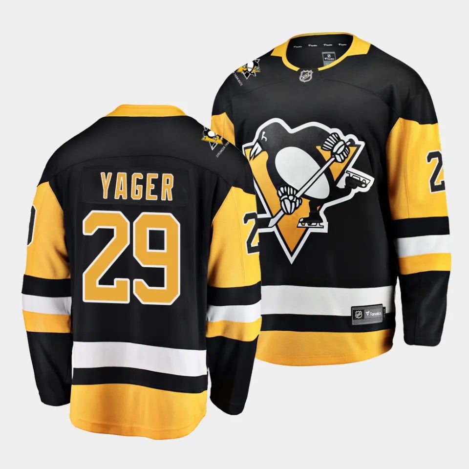 Brayden Yager #29 Pittsburgh Penguins 2023 Draft Home Men Jersey - Black/yellow