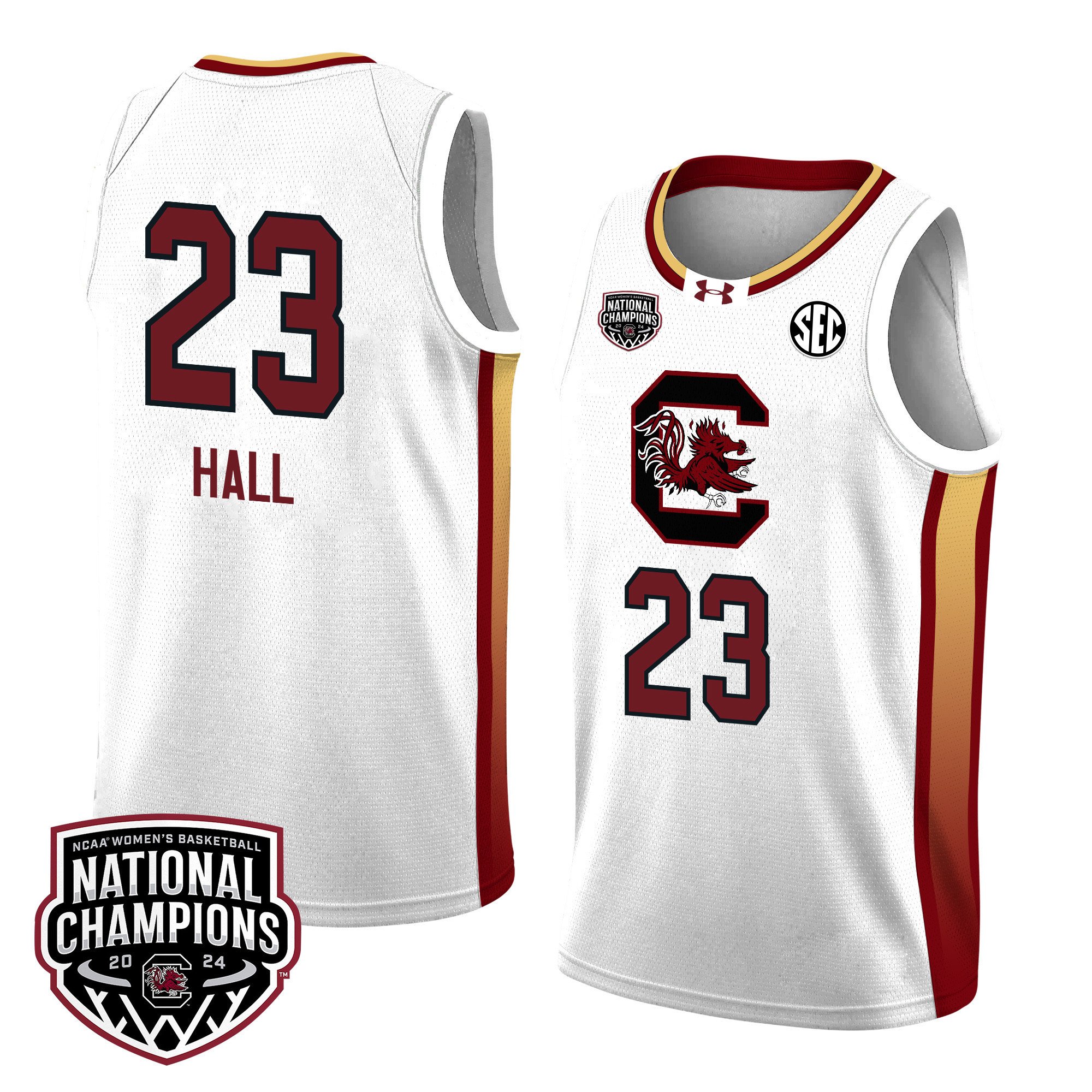 Bree Hall 23 South Carolina 2024 National Champions Patch Women's Basketball Jersey - Unisex Jersey