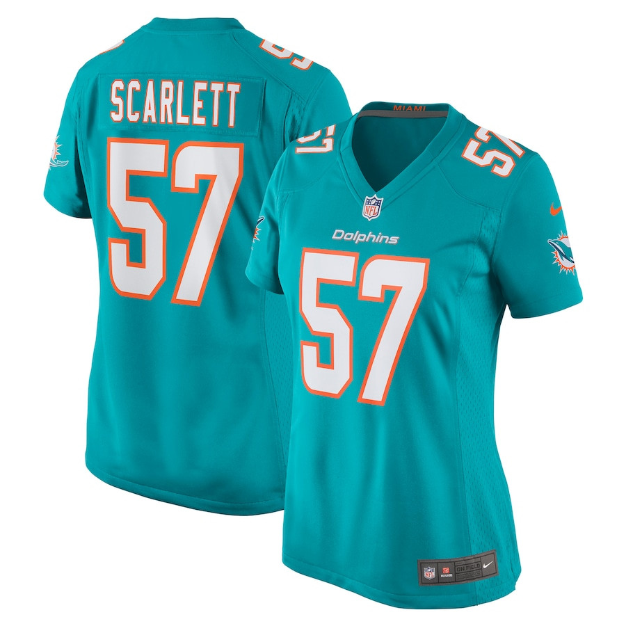 Brennan Scarlett 57 Miami Dolphins Women Game Jersey - Aqua Js6875