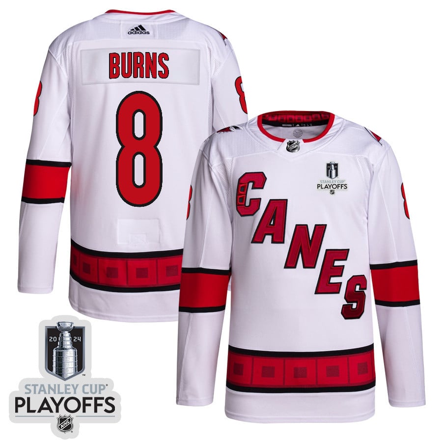 Brent Burns 8 Carolina Hurricanes 2024 Nhl Playoffs Patch Away Jersey - Men, White