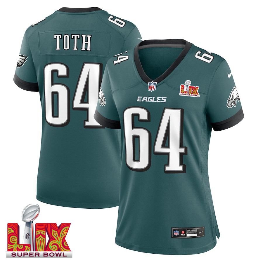 Brett Toth #64 Philadelphia Eagles Super Bowl Lix Women's Jersey - Midnight Green Js1368