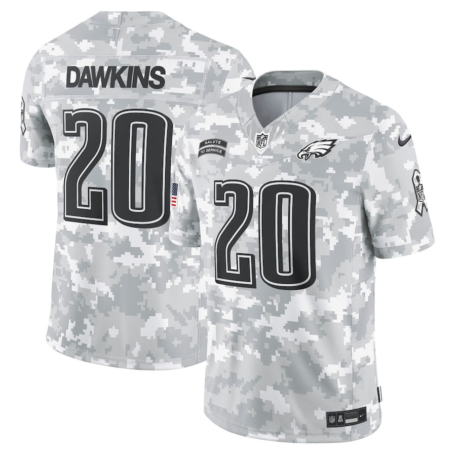 Brian Dawkins 20 Philadelphia Eagles 2024 Salute To Service Retired Player Limited Men Jersey - Arctic Camo Js2312